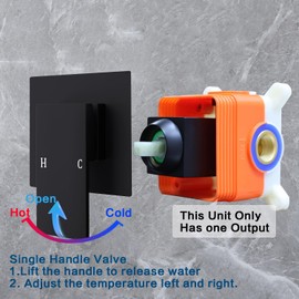 Enga Single Function Square Shower Mixer Valve - Wall Mount Trim for Bathroom, Matte Black