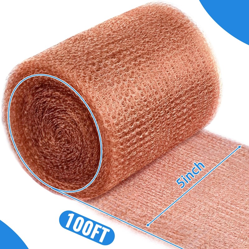 Copper Mesh, 5" x 100 Feet, Double Layer Pure Copper