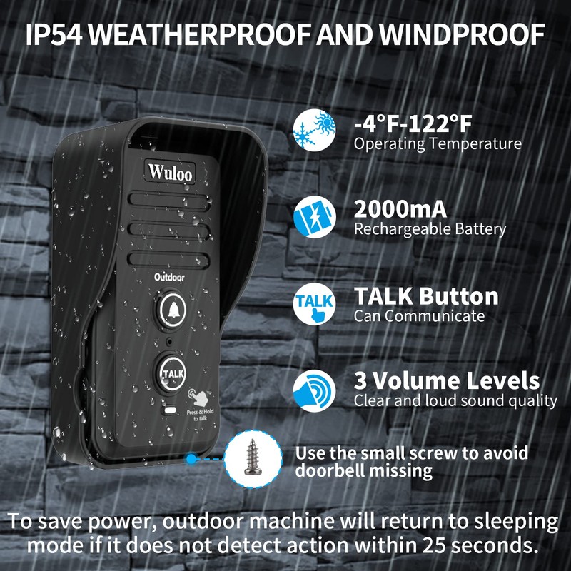 Wuloo Wireless Intercom Doorbells for Home Classroom, Intercomunicador Waterproof Electronic