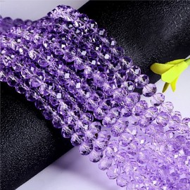 Chuxin 510 Pcs Glass Beads for Jewelry Making, 6mm Faceted Crystal Beads for Crafts Making, Purple Rondelle Glass Beads for Bracelets Wind Chimes Suncatchers
