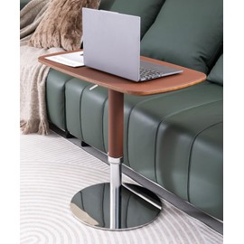Zpnevx Large Adjustable Swivel Table, Saddle Leather Cover & Metal Leg for Couch Laptop Desk,Overbed Table,TV Tray