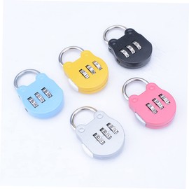 STOBOK 5pcs Mini Cartoon Combination Padlocks Locking Accessory for Gym Lockers School Lockers Toolboxes and Black Yellow Blue Gray