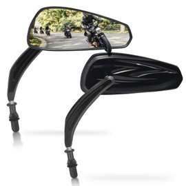 VPZMT Motorcycle Black 8mm Teardrop Rearview Mirrors for Harley Touring Road King CVO Road Street Tri Glide Freewheeler Street XG750 XG500 Sportster XL883 1200 Softail Street Bob Dyna