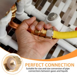 G1/2Inch to G3/8Inch Pipe Connector with Sealing Rings 2Pcs for UK 15mm Water Gas Shower Line Hose 1/2 Female to 3/8 Male BSP Thread Brass Metal Hex Bushing Reducing Socket Conversion Adapter Fittings