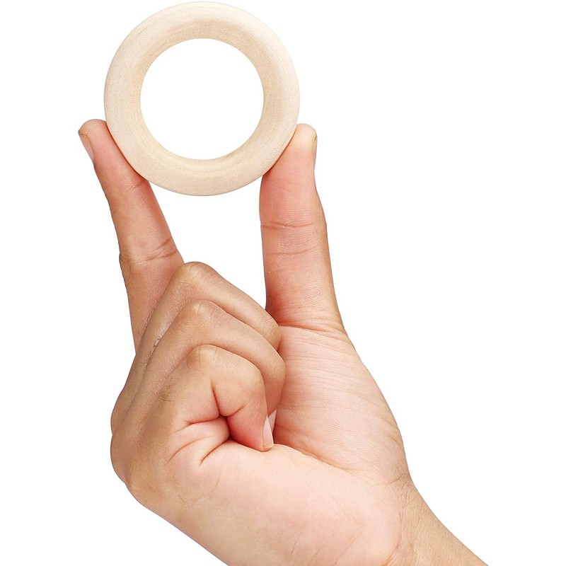 DDSHUN 20 Pcs Wooden Rings Unfinished Natural Wood Rings 55mm