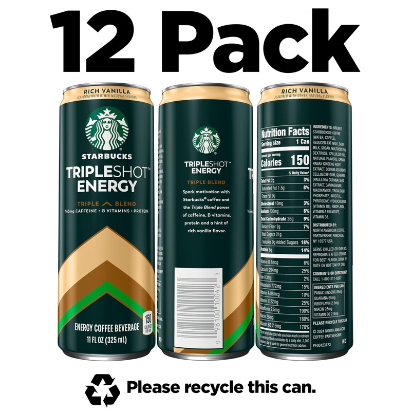Starbucks Tripleshot Coffee Energy Drink, Rich Vanilla, 11 fl oz
