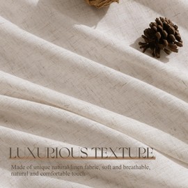 Jowels Flax Linen Beige Curtains 96 inches Long 2 Panel for Living Room Back Tab Pocket Drapes Semi Sheer Privacy Khaki Window Curtain Country Rustic Farmhouse Cloth Curtain for Dinning Room Tan