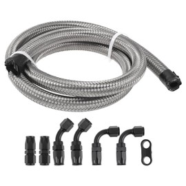 TUCKBOLD AN-6 Fuel Line Kit 3ft Vacuum Hose Automotive Fuel Hose Adapter 90 Degree Adapter 45 Degree Adapter 1 Set CPE Stainless Steel Braiding