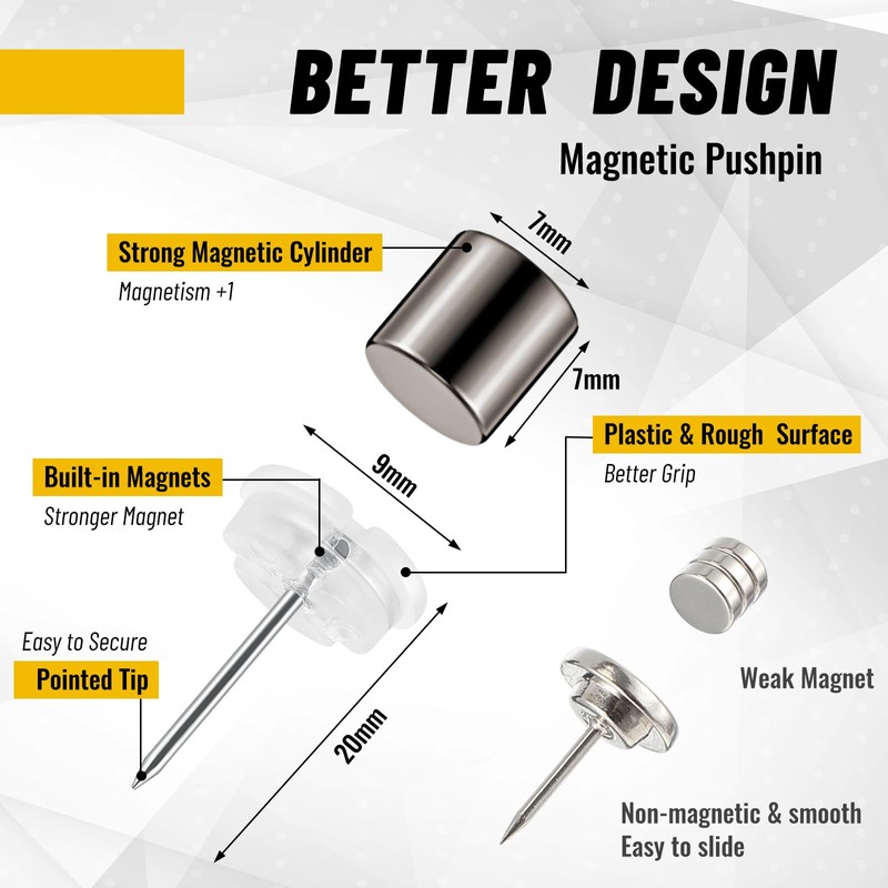 Outus 20 Sets Magnetic Push Pin Magnet Thumb Tack Poster