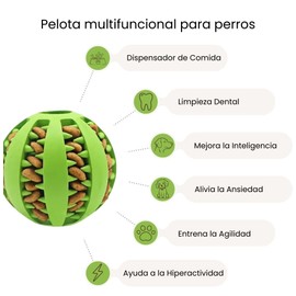MyPats Pelota Multifuncional para Perros. 2 pza Grande y Chica, Dispensador de Comida, Limpieza Dental y Reducción de Ansiedad, Juguete para Perros Duradero para Masticar y Entrenar (Amarilla + Verde)