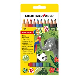 Eberhard Faber 511409 - Colori Jumbo Buntstifte, in 10 Farben, im Kartonetui, ergonomisch dreiflächig, zum Malen, Illustrieren und Zeichnen