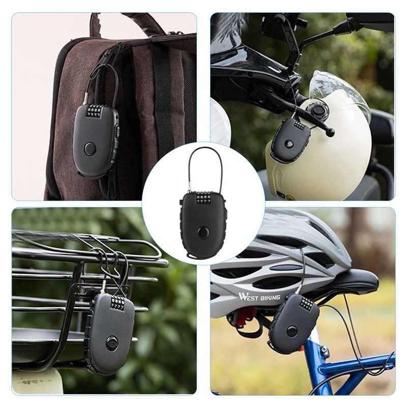 Kabelschloss 4-stellig, Zahlenschloss 4 Stellig, 130cm Drahtseil Schloss, Fahrradschloss Kabelschlösser,