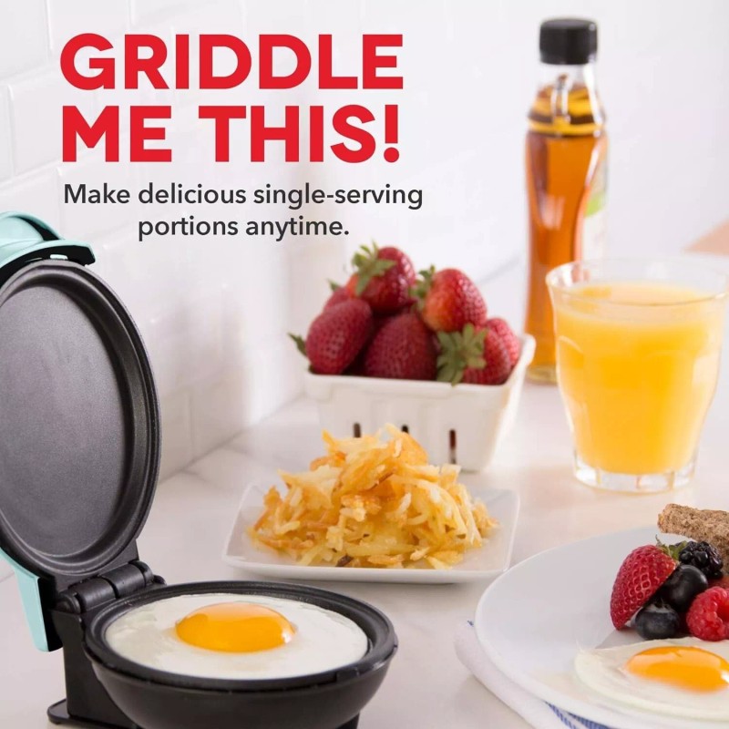 DASH Mini Maker Aqua - Non-Stick 4 Inch Waffle Hash