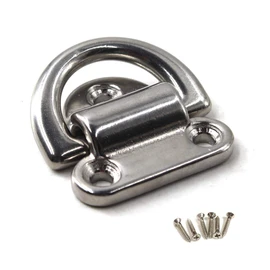 10mm Folding Pad Eye 316 Stainless Steel Lashing Ring Heavy Duty D Ring Tie Down Anchor Come with Screws (Pack of 1)
