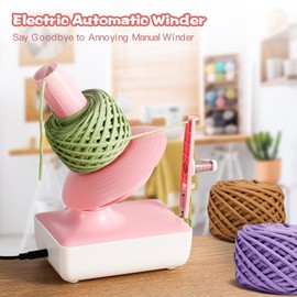 QXQXIN QXQXIN Yarn Winder, Electric Yarn Winder Machine with Stepless Speed 2 Min/Ball, 10oz Large Capacity Yarn Ball Winder, Adjustable Strong Spring Tension Electric Yarn Roller