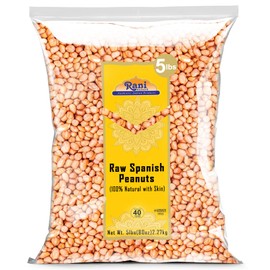 Rani Raw Spanish Peanuts 100% Natural with Skin (uncooked, unsalted) 80oz (5lbs) 2.27kg Bulk ~ Vegan | Gluten Friendly | Fresh Product of USA | Kosher | Red-brown Skin