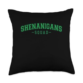 Shenanigans Squad Funny St Patrick's Day Shamrock Lucky Throw Pillow