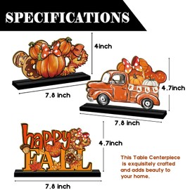 Fall Tabletop Centerpiece Signs Thanksgiving Wooden Table Sign Autumn Pumpkin Wooden Sign Table Decor Fall Decorations for Home Office Party