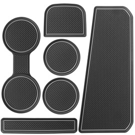 SENSHINE for 2023-2025 Chevy Silverado/GMC Sierra 1500 & 2022 Refreshed 1500 Cup Holder Insert Coaster Mats Non Slip Anti Dust Center Console Shifter Liner Pad 6 Pcs Set (Gray Trim)