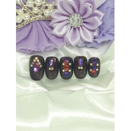 Deep Violet Handmade Nail Tips - Short Stiletto / 딥바이올렛 수제네일팁 - 숏스틸레토