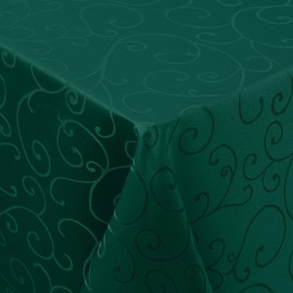 smiry Washable Tablecloth, Ornaments, Rectangular, 90 x 90 cm, Damask Tablecloth, Scratch-Resistant, Made of Polyester, Easy Care for Kitchen, Party, Dark Green