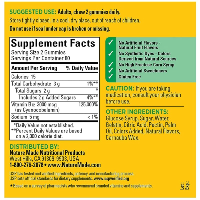 Nature Made B12 Gummies Extra Strength 3000 MCG PER 2
