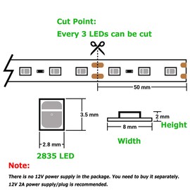 Water-Resistance IP65, 12V Waterproof Flexible LED Strip Light, 16.4ft/5m Cuttable LED Light Strips, 300 Units 2835 LED Lighting String, LED Tape (Green, No Power Adapter/Plug)