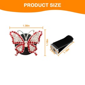 Bittwee 2PCS Bling Butterfly Car Freshener Air Vent Clips, Sparkling Crystal Rhinestone Auto Diffuser Clamps, Full Diamond Vehicle Interior Decoration Charm for Women Girls, Universal Fit（Red）
