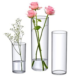 Amazing Abby - Viola Magra - Jarrones cilíndricos de plástico (juego de 3 piezas), jarrones acrílicos para centros de mesa de boda, decoración del hogar, adornos de oficina, a prueba de roturas, 6