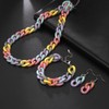 COLORFUL BLING Acrylic chunky Cuban Statement Necklace paper Clip Bracelet