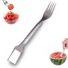 Watermelon Fork Slicer Cutter, Stainless Steel 2-in-1, Portable Watermelon Fork