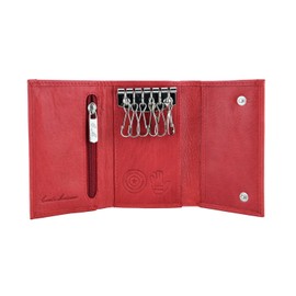 Conte Massimo Man Woman Keyring Genuine Leather, Red with bag