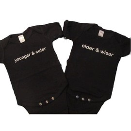 funny twin baby onesie ® set gifts boy clothes clothing shower one piece bodysuit infant set