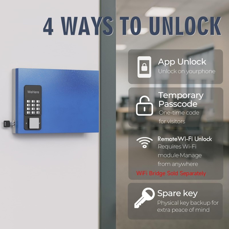 WeHere 16-Key Smart Key Lock Box with Key Management App(Track