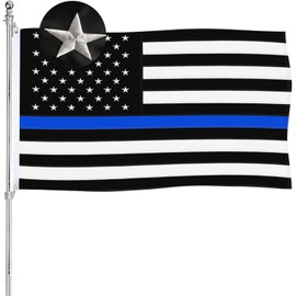 Thin Blue Line Police Flag Embroidered 4X6 Outdoor Heavy Duty 210D Stripe Lives Matter Flags Banners With 2 Metal Grommets American Flag