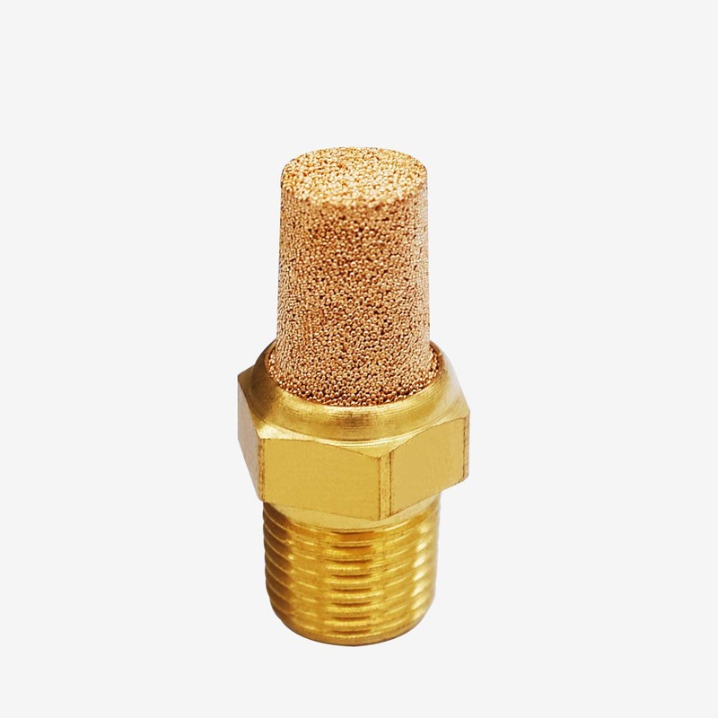 mxuteuk 10pcs Brass Pneumatic Muffler Filter Noise Silencer, Hex Sintered