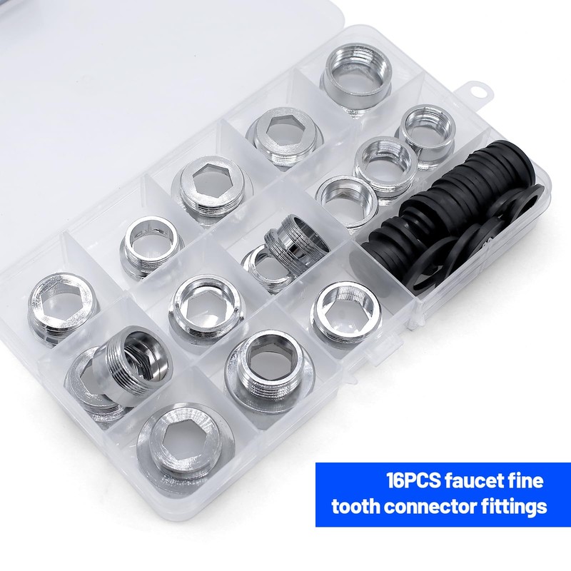 TETEWEVER Pack of 16 Tap Adapters Metal Tap Thread Adapter