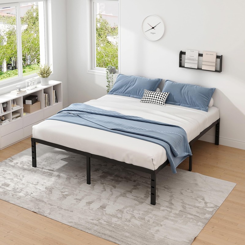 NEW JETO Metal Bed Frame,Queen Size Bed Frame with Storage