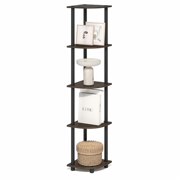 Furinno Turn-N-Tube 5 Tier Corner Shelf, Corner Bookshelf, Display Shelf
