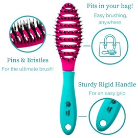 HAPPY HAIR: Mini Brush - My Little Pony Zip - Bristles and Pins Designed to Detangle and Smooth All Hair Types - Great for Toddlers, Shorter Hair & Pets