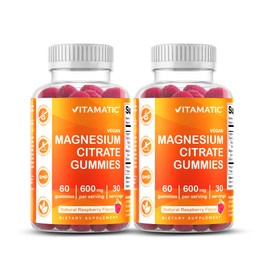 Vitamatic Magnesium Citrate Gummies 600mg per Serving - 60 Count - Promotes Healthy Relaxation, Muscle, Bone, & Energy Support (Pack of 2)