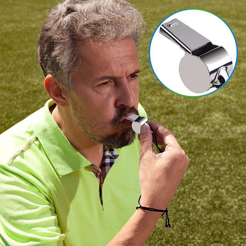 Cisixin 2-Piece Stainless Steel Whistle Whistle with Lanyard