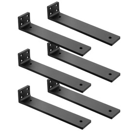 Floating Shelf Brackets 8 inch, Heavy Duty Wall Shelf Brackets 6 Pack for Shelves Support, Hidden Metal L Brackets with Mounting Hardware (1/5'' Thick)