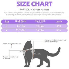 PUPTECK Cat Harness and Leash Set Escape Proof Reflective Cat Walking Harness Adjustable Soft Breathable Mesh Vest for Small Pets, Purple, S