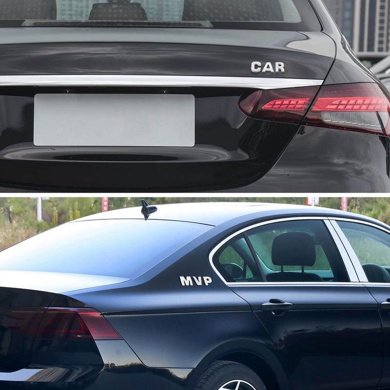 Lamoutor 43Pcs Car Emblem Letters Sticker DIY 3D Chrome Number