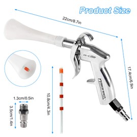 Compressed Air Cleaning Gun, 6-9.2 Bar Compressed Air Gun with 5 Hoses, Aluminium Alloy + PE Blow Gun Compressed Air, High Pressure Air Gun, for Washing Cars and Floors