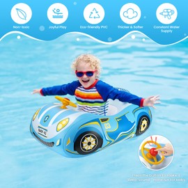 Baby Pool Float 3D Car Floaties for Toddlers 1-2 Baby Heavy Duty Infant Pool Float Swim Float Kids Floaties for 12+ Months 1 Year Old Swimming Pool Floats Kids Swim Floaties for Toddlers 1-4 Boy Girl
