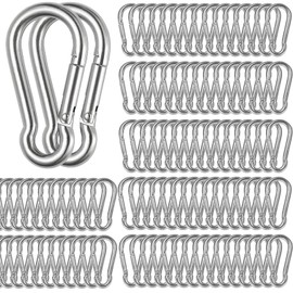 80 Pack Spring Snap Hooks M5 Carabiner Clips 2 Inch Small Keychain, 220lbs Load Galvanized Steel Quick Links Heavy Duty Caribiniers Hammocks Hooks for Camping Hiking Outdoor Swing Pet Leash Gym