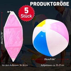 Aerzouser Pack of 5 Children's Water Balls, 25 cm After Inflating, Inflatable Water Ball, 4 Colours, for Beach, Pool Party, Outdoor Water Toy, for Children (4 Colours)