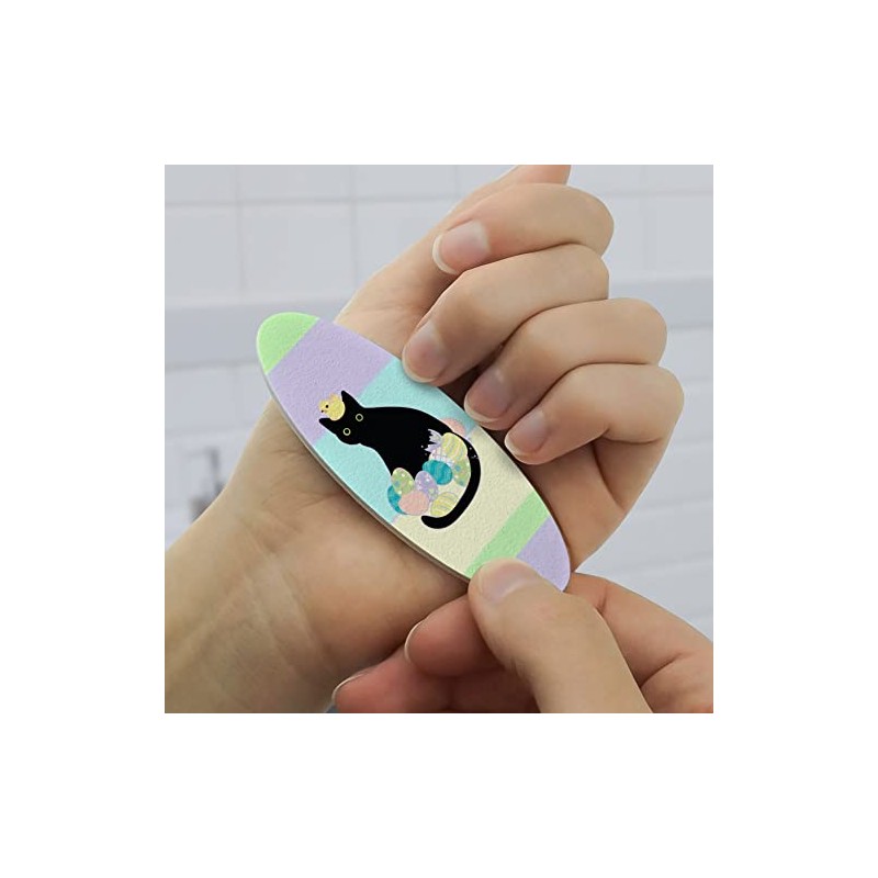 Easter Egg Black Cat Double-Sided Oval Nail File Emery Board